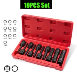 1/2inch Impact Hex Socket Electric Drill Socket Adapter Air Impact Wrench Hex Head Socket H4~H22 Screw Tap Socket Adapter