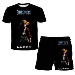2026 Boys' One Piece 3D T-shirt Set, Super Cool Luffy Zoro Summer Top + Shorts, Children's Short-Sleeve Birthday Gift for Boys