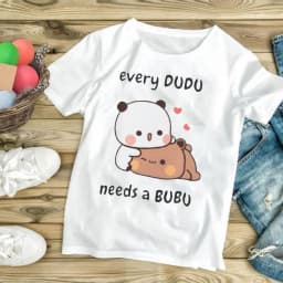 Every Dudu Needs A Bubu Cute Panda Bear Hug Clothing Kawaii Bubu Dudu Classic Unisex Anniversary Gifts Short Sleeve Tees