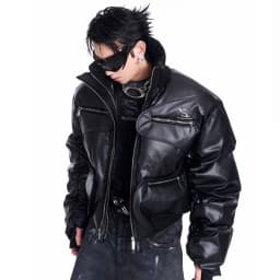 LUZHEN Original Double Zipper Design Thicken Warm Bread Padded Coat Men's 2025 New Solid Color Motorcycles Leather Jacket JY3050