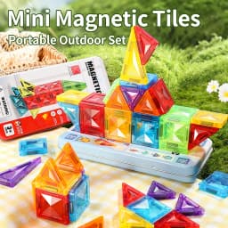 Children's Magnetic Tiles Building Toys 3D Thinking Training Construction Game Portable Iron Box Set Travel Activity Toys Gifts