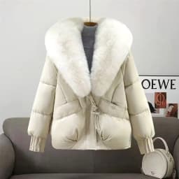 2026 Winter Down Cotton Short Padded Jacket Women Parkas Fur Collar Thick Cotton Coats Clothes Black Casual Outerwear Female New