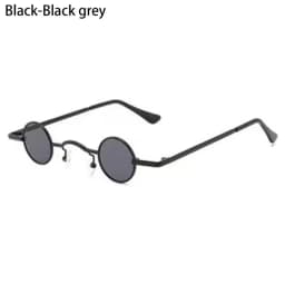Vintage Rock Punk Man Sunglasses Classic Small Round Sunglasses Women Wide Bridge Metal Frame Black lens Driving Eyewear