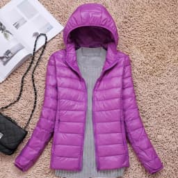 Women's Ultralight Thin down Jacket Quilted Coat Hooded Lightweight Silk Fiber Fill Fall Fashion Ladies' Premium Clothing