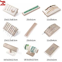 Champagne White Display Case Necklace Rack High-End Jade Jewelry Display Props Counter Display Crystal Exhibition Stand