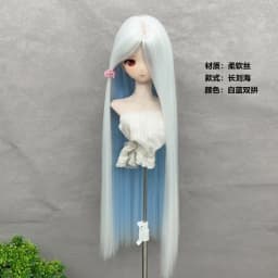 BJD Doll Wig COS Hair Long Bangs Straight Hair Double-tone Color DIY Anime Doll Wig Stylish Wig Cover Accessories Dress Up Toy