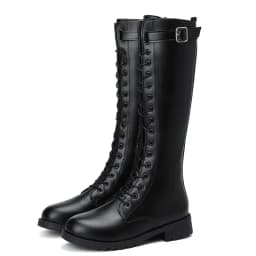 Retro Black Thick Bottom Long Boots Women 2022 Autumn Pu Leather Knee High Boots Woman Plus Size 43 Side Zipper Platform Shoes