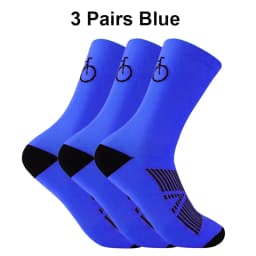 3 Pairs Cycling Socks Men Breathable Mesh Road MTB Bike Socks Bicycle Pattern Mid Tube Outdoor Sport Racing Socks Running Stripe