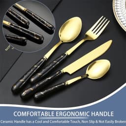 LMETJMA 24 Pcs Flatware Set Stainless Steel Knives Forks Spoons Cutlery Set Service for 6 Kitchen Utensil Tableware Set JT378