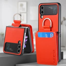 Vertical Cards Solt Magnetic Wallet Ring Holder Leather Case for Samsung Galaxy Z Flip 8 7 FE 6 5 4 Flip4 5G Zflip4 Stand Cover