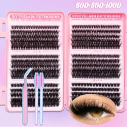 Individual Lash Extensions Kit Wispy Eyelash Clusters Mix Styles Thick D Curl Lashes Clusters DIY Use Reuseable