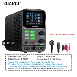 AC to DC Lab Power Supply 30V 10A Adjustable Bench Power Source 60V 5A 120V 3A For Mobile Phone Repair Battery USB Fast Charging