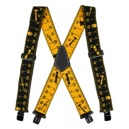 KUNN Men Suspender Tape Measure Pattern Suspender Fully Strength Elastic with Heavy Duty Clip Ruler Suspenders