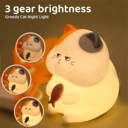 Cute Cat Silicone Night Light with 3 Brightness Levels, 6 Color Changing Modes, 30-Min Auto Off & Tap Control, Soft Bedside Lamp
