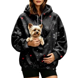 Women Fall And Winter Hoodie With Pet Pouch Oversized Pocket Colorful Print Sweatshirt For Dogs And Long Length Zippe Hoodie