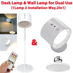 Led Double Head Wall Lamp Touch Control Remote 360 Rotatable USB Recharge Wireless Portable Night Light For Bedroom Reading Lamp