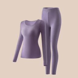 FINETOO Thermal Underwear Set Built‑in Bra Pads Seamless Thin Warm Long High Elasticity Ladies Winter Thermal Suit No Wear Bra