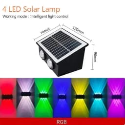 Solar RGB Wall Washer Sconce Light Outdoor IP65 Waterproof LED Up Down Solar Powered Lighting for Patio Courtyard