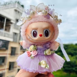 For Labubu Doll Clothing Strap Pants with Mini Headphones and Mini Camera 17cm Clothing Shoes Doll DIY Accessories Training Sit