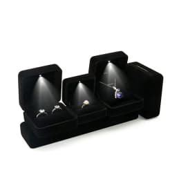 Velvet LED Jewellery Box Wedding Ring Pendant Earring Jewelry Display Packaging Cases with Custom Logo Jewellery Gift Box Cases