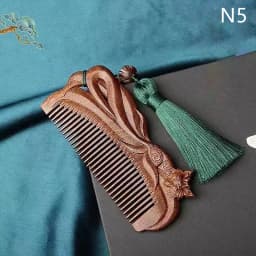 Wood Exquisite Carving Lotus Comb Anti-Static Beard Comb Handicraft Hair Styling Gift's Gift Natural Sandalwood Combs Solid