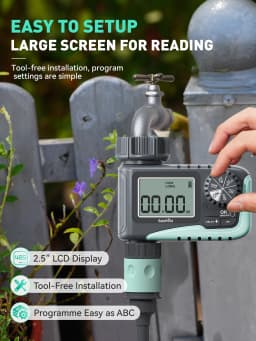 RAINPOINT Sprinkler Timer, Programmable Water Timer for Garden Hose, Outdoor Soaker Hose Timed with Rain Delay/Manual/Automatic Watering System, Digital Irrigation for Yard, Lawn, 1 Outlet