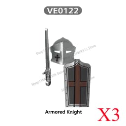 Medieval Military Castle Black Hawk Knight Building Blocks Gothic Cavalry Armor Shield Axe Soldier Figure Accessories Bricks Toy