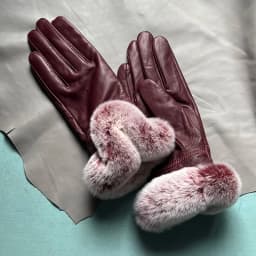 Autumn winter women's genuine leather gloves 100% real rex rabbit fur genuine sheepskin mittens black red blue pink
