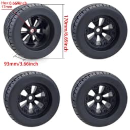 4PCS 17mm Hex 1/8 RC Monster Truck Wheel Tyre Hub Rim Rubber Tire FOR RC Car Redcat HPI Kyosho Hobao Hongnor Team Losi GM DHK