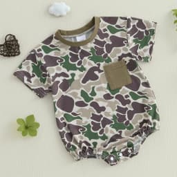 0-18M Newborn Infant Baby Boy Summer Romper Outfit Camouflage Short Sleeve Bodysuit Jumpsuit Clothes