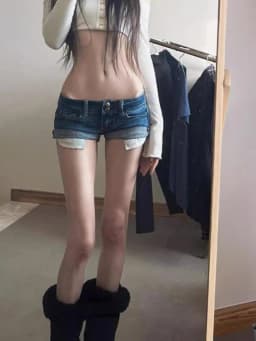 Retro Low-rise Denim Y2k Super Mini Shorts for Women Summer New Spice Girls Slim Curling Elastic Tight Jeans Hot Pants