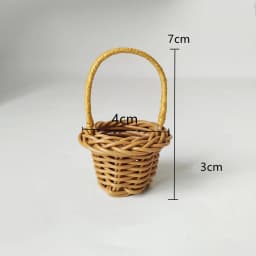 1/12 Dollhouse Woven Bread Basket Shopping Basket Straw Handbags Dollhouse Weaving Beach Bag For Dolls Miniature Decoration