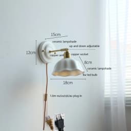IWHD White Ceramic LED Wall Light Fixtures Copper Arm Socket Bedroom Living Room Beside Lamp Modern Wandlamp Applique Murale