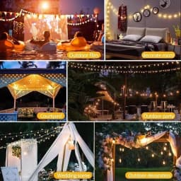 Edison Light Outdoor String Shatterproof Bulbs, Waterproof LED Solar Hanging Ambience Lights, for Yard Garden Patio Bistro