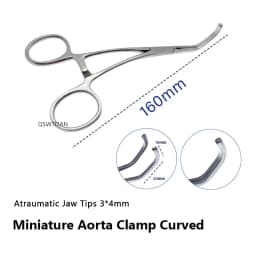 Atraumatic Jaw Tips Vascular Clamps Aortic Exclusion Clamp stainless steel Cardiovascular surgical instruments