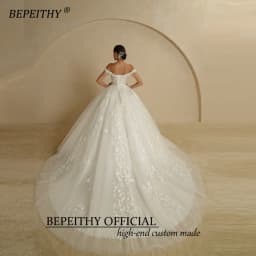 BEPEITHY Customized Off Shoulder Sleeveless Flore Princess Wedding Gown 2026 For Women Plus Size V Neck Lace Bridal Dresses
