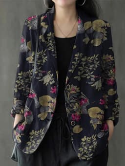 Elegant Women Printed Blazer Casual Single Button Blouse 2023 ZANZEA Autumn Coats Long Sleeve Bohemian Floral Jackets Oversized