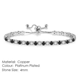 Chic 4mm Round Colorful Crystal Tennis Bracelets Silver Color Adjustable Folding Buckle Chain Bracelet on Hand Fashion Jewelry