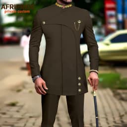 Men's 2 Pieces Suit Elegant Single Breated Slim Fit Embroidery Blazer Pants Set African Clothes Party Wedding A2316025