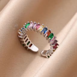 Cubic Zirconic Rectangle Open Rings For Women Men Gold Color Wedding Engaement Ring Luxury Brand Design Jewelry Christmas Gifts