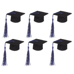 6Pcs Fashion Mini Graduation Hat Doctoral Cap Costume Top Hat With Tassels DIY Doll Decor Flowers Wine Bottle Dolls Decoration