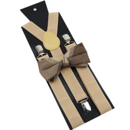 Cotton Brown Plaid Bowtie Suspender Set Elastic Braces Men Black Grey Butterfly Straps Wedding Dress Suit Skirt Accessories Gift