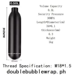 Round Bottomed Aluminum Bottle Thread M18*1.5 4500 PSI Tank Cylinder Diving Aquarium Plant CO2 Tank Dive Oxygen Tank