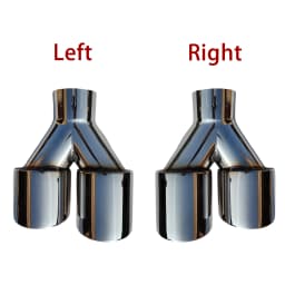 1 Pcs Universal Car Stainless Steel Tail Throat Length Y-Shaped Double Out Twill Glossy Exhaust Muffler Tip