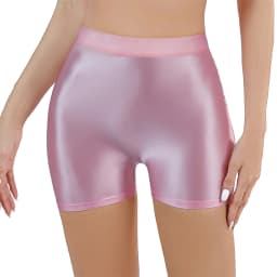 Women's Oil Shiny Glossy Sexy Thin Sheer Shorts Slim Fits Gymnastics Fitness Yoga Seamless Safe Pants Sport Casual Home Bottoms
