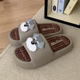 Women Cute BathSlippers Capybara Decor Stripes Thick Soft-Sole Bathroom Beach Summer Couple Black White Casual Non-slip Home New
