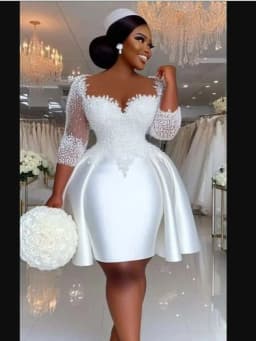 Customized Sheer Neck Shinny Appliques Beads Short Wedding Dress Vestidos De Novia Half Sleeves Knee Length Bridal Gowns