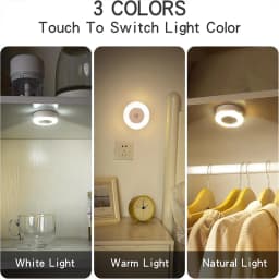 Night Touch Light Bright LED Push Lamp, 3 Colors Dimmable Rechargeable Puck Tap Nightlight Wireless Stick on Lighting