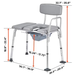 SucceBuy 500 lbs 4-in-1 Bedside Commode Chair with Padded Seat and Backrest Detachable 5L Bucket Adjustable Height for Seniors