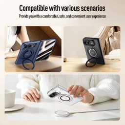 Luxury 360 Rotating Magnetic Stand Hand Strap Case for iPhone Duo 18 Duo Fold Wide Shockproof for Magsafe Film-Integrated Cover